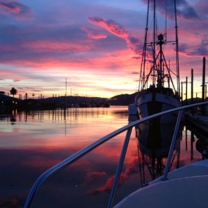 Wrangell, AK.  This is so unusual for us to have a photo of sunset because it occurs so late that we are usually sleeping!