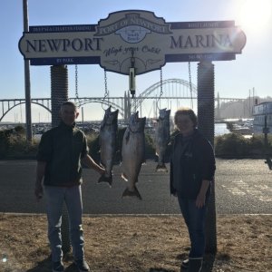 First Chinook (+ 1 Coho) caught with new downrigger, 8/2/2020