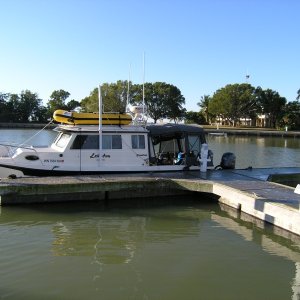 Lori Ann at dock in Flamingo marina. This part of the marina is in decent shape.