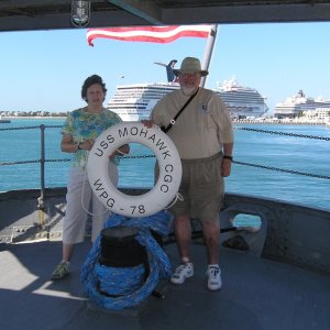 On the fantail of the WWII-era USCG Cutter Mohawk, which saw convoy duty in the North Pacific. The ship was saved from the scrapyard in Staten Island two years ago and moved to Key West.