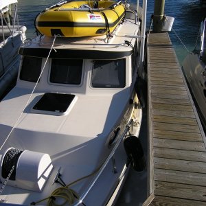 The Lori Ann resting on her bottom. Dockmaster says it's the lowest tide he's ever seen.