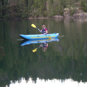 Robbin in kayak at Walsh Cove