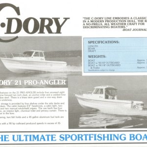 C-Dory 21 pro-angler       Scanned from a C-Dory brochure from 1989     (Click on photo for full size image)