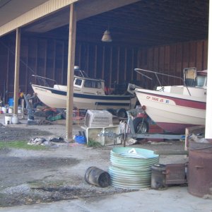 The Nancy H and Sensei in the shed.