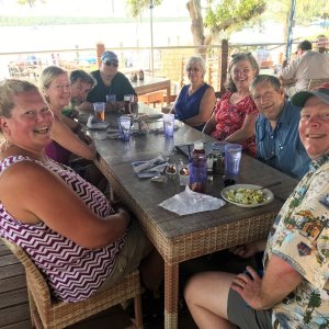 C-Brats at one table in Corky Bells. (We had two tables.)