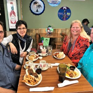 Media 'Colby and Rosanne having dinner with Steve and Tina at Broussards Bayou Grill in Pensacola, on our way home.' in album 'Encountered a crane family on the nature walk led by Troy'
