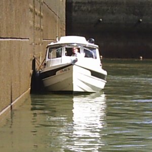 Media 'Life of Riley locking through Karen in the window. Now that girl can drive a boat and a pick up truck ! Lots of onlookers wanted to marry her as soon as they saw her back LIfe of Riley into a slip.' in album 'Cathy & Mrs Byrd greeting each other when we arrived'