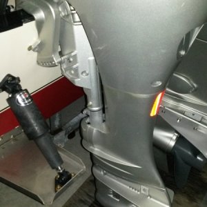 Kicker mounted to transom. fits like a glove but every thing clears.