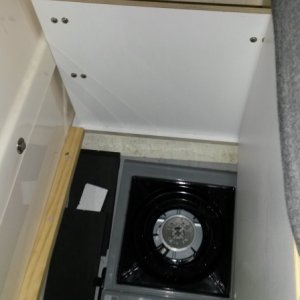 Floor still folds up for storage. Our butane stove fits here perfectly.