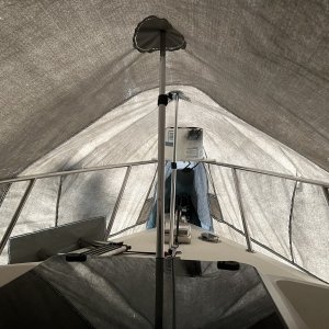 Boat cover, view inside bow