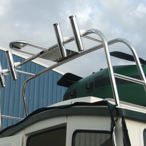 Media 'Finally installed the Radar Arch, courtesy of C-Cakes Barry and Patti.  Thanks you guys!' in album 'SS table hold down clamp.  Finally found a good solution to the wobbly table.'