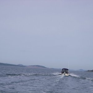 Two 16 Anglers heading towards Neck Point on Shaw Island
