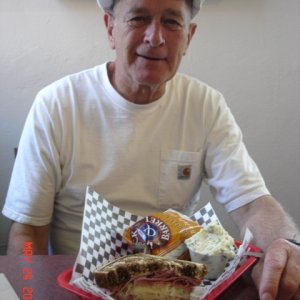 Joe enjoys a Reuben sandwich at the
Gere-A-Deli