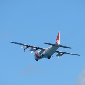 Coast Guard C-130 in the pattern at the former Barbers Point Naval Air Station