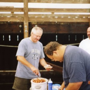 (Ruth & Joe) Brock, Jim & Bill plus full crock pot of beans that Cynthia (C-Lou) prepared - oh, they were so good!
