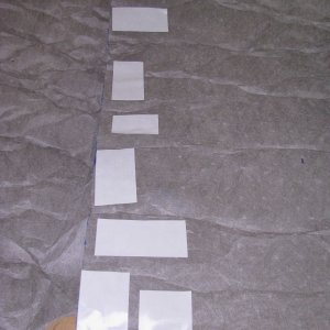 02 Pattern of Contact Stik sheets placed on HyperVent membrane.    I then peeled off the top layer to expose the Contact Stick glue strip, and then laid down the overlapping flap on the other piece to join the two pieces together. 9/26/12 update: it's been a full season and the tape is holding fast!