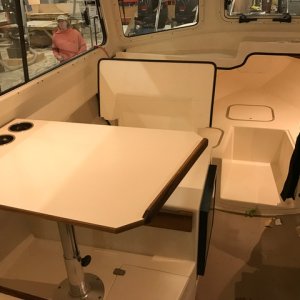 Three storage compartments in the v-berth on the 2017.