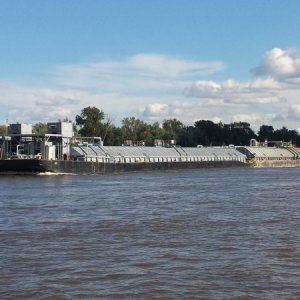 Passing a Mississippi barge