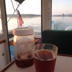 the hot chain left on deck to dry in the small crate is a perfect place to make sun tea