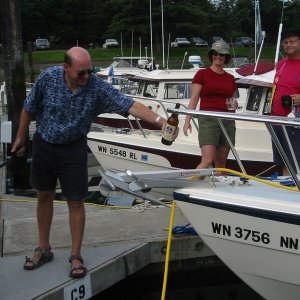 Christening the C-Puffin at Blakely Island