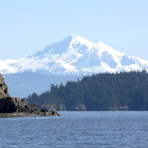 View of Mount Baker exiting Fossil Bay