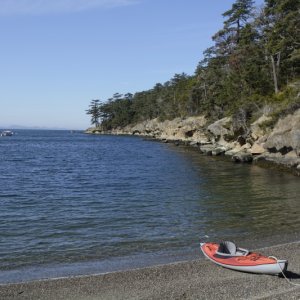 Active Cove, between Patos Island and Little Patos.  Between the exposure to the north from Georgia Strait and the tidal currents it definitely lives up to its name.