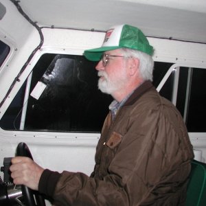 Larry (Helen O) at the Helm