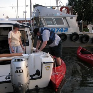 (Primative) 
Ken & Marge with kayaks