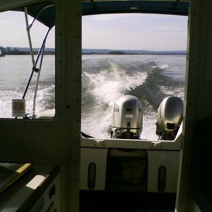 Honu in flight, with Honda 90