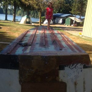 now the work can begin, anyone that has done bottom work can appreciate a boat upside down.
Its like working at a workbench.