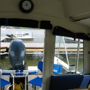 Aft window covers rolled up