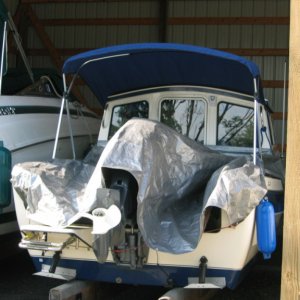 Inexpensive cockpit cover while in dry stack