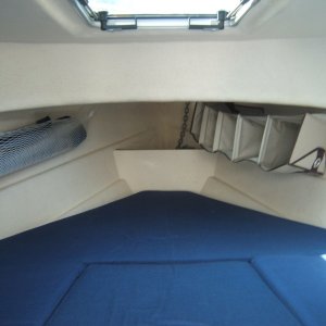 v berth with storage accessories
