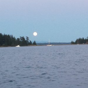 "Once in a Blue Moon".  Blue Moon over Heriot Bay