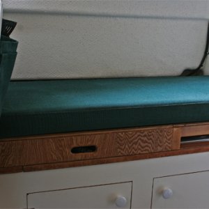 Starboard bench position. Wallas heater can be used with starboard bench seat in place.