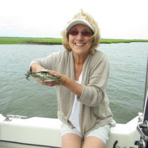 Media 'She just caught her first blue claw crab. 6/5/2011' in album 'Tuckerton Creek mouth opening up to Little Egg Harbor twenty minutes to the Atlantic Ocean'