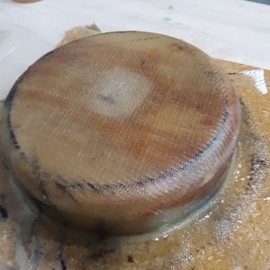 used a different combination of glass for the 2nd part.  it was a lot lighter, but plenty strong still. it was easy to demold with the rubber tipped air nozzle