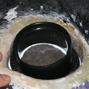 after feathering it out some to fit the housing perfectly, silicon was recommended to seal, before filling the outer cavity with glass and resin...
