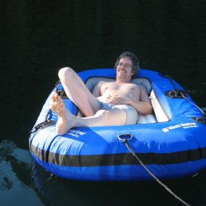 Media 'chillin' in the dinghy, Turtle Bay, Barkley Sound' in album 'anchored in Effingham Bay, Barkley Sound'