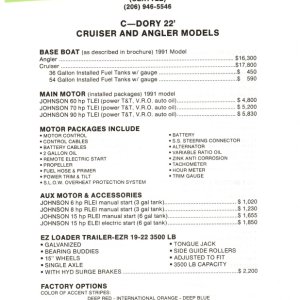 C-Dory 22 1991 
Cruiser & Angler
 Misc Pg 1