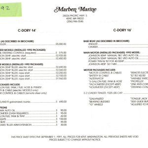 C-Dory Brochure 1992 
14' & 16' 
Pg 2