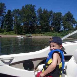 20060708 - 07 Boating on Willamette River - Does any see a happy Connor & a C-Dory