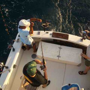 20061023 - 09 1st Mexico Cruise - The guys fishing while the ladies swam with Dolphins