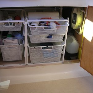 New Drawers... each piece was modular and we actually ended up placing deeper drawers on the top parts of a less deep rack (to fit along the angle of the hull).     Note:  we have now been using these for ~7 years and still love them.   They still look and work like new with absolutely no signs for wear or rust.