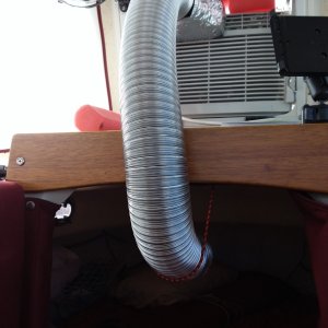The 3" diameter hose is a separate 3' length (although stretchable as desired)  that easily slides onto the funnel cover.  The 2 separate parts came from Lowe's and were in the area where you find dryer parts.  By keeping the funnel cover and hose separate parts they easily come apart for storage.