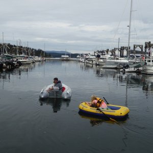 JohnF and Aven in the dinghies