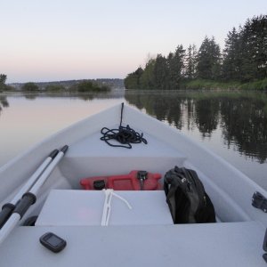 Heading out the canal. Depth sounder came with the boat and worked surprisingly well.