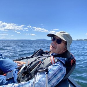 C-Brat Bill Roche with me on the Kaboat out on Yellowstone Lake