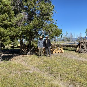 Jay & son Jayson at the Eagle Bay campsite after cutting firewood