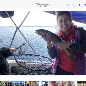 Media 'Granddaughter Anna with cutthroat thought caught in Wolf Bay' in album 'This years dock slip at Bridge Bay Marina from June 17 to Sept 13'